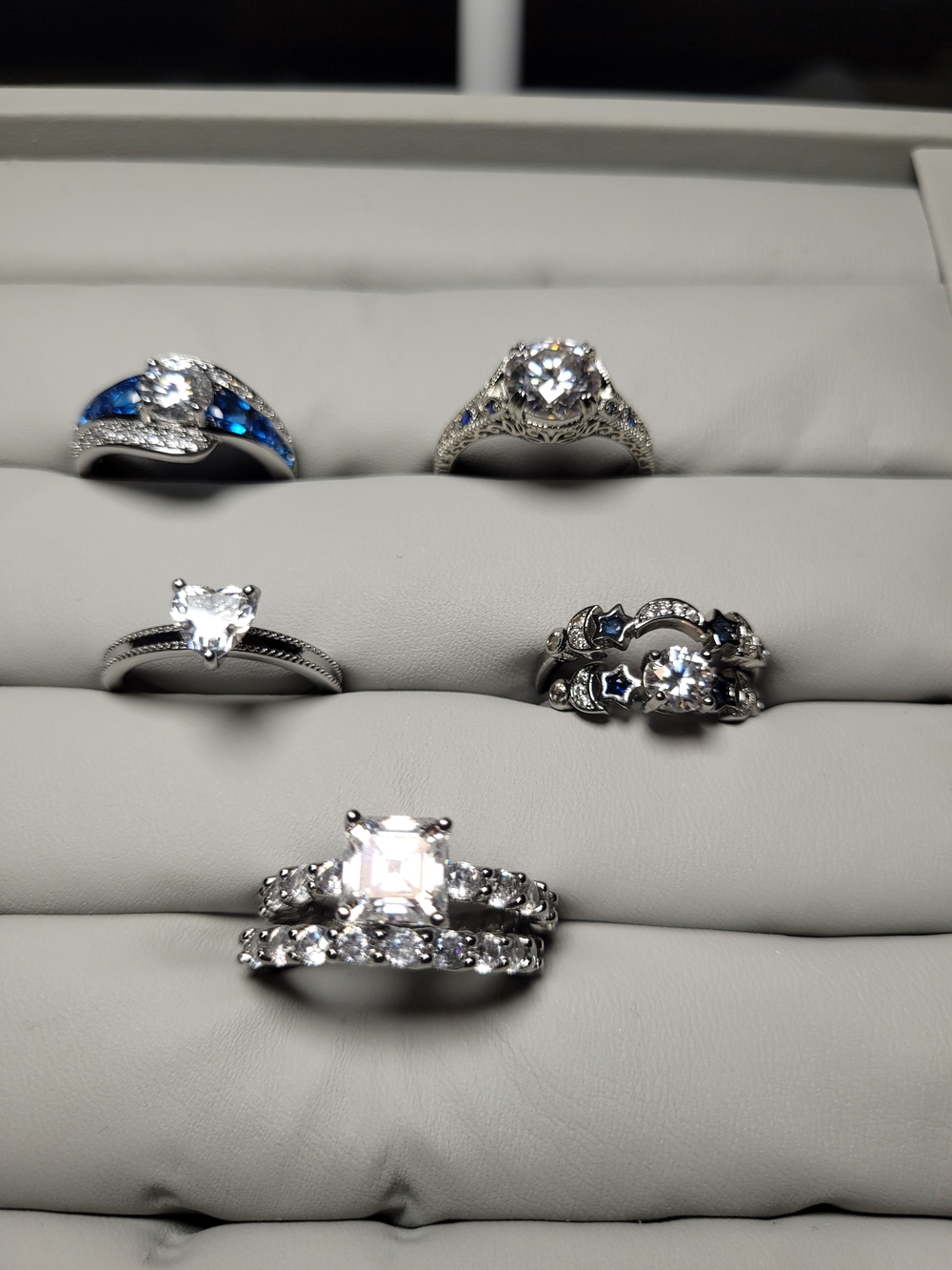 5 Moissanite Silver Plating Rings Size 9